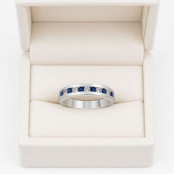 Anillo de zafiro y diamantes Imadi estuche