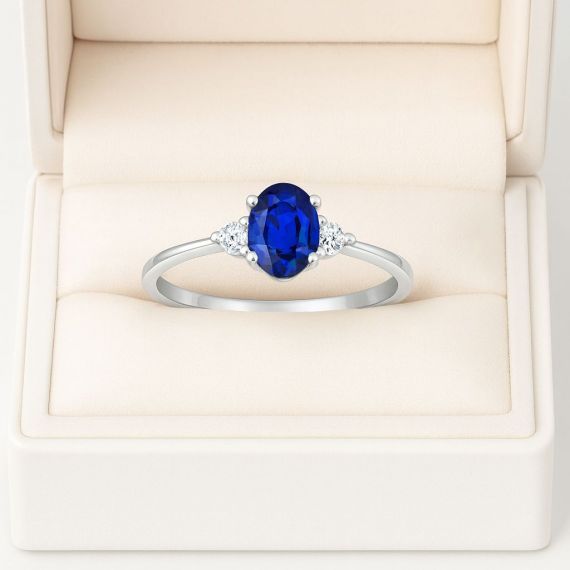 Anillo de zafiro y diamantes Luxemburgo  estuche