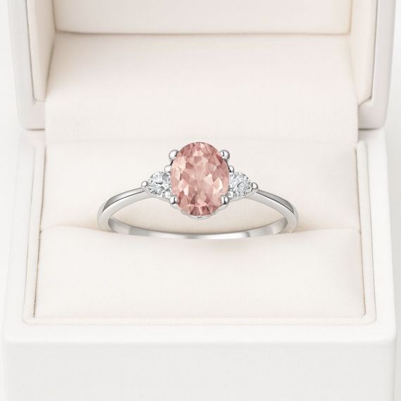 Anillo de morganita y diamantes Luxemburgo estuche