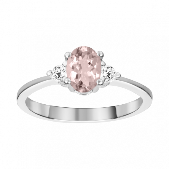 Anillo de morganita y diamantes oro blanco