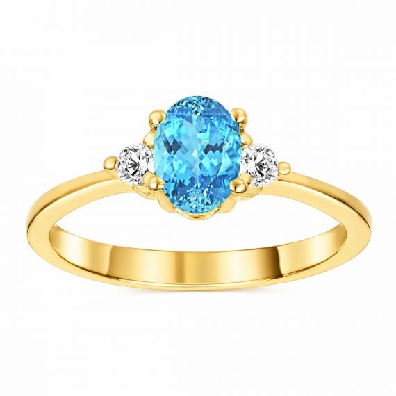 Anillo de aguamarina y diamantes Luxemburgo oro amarillo