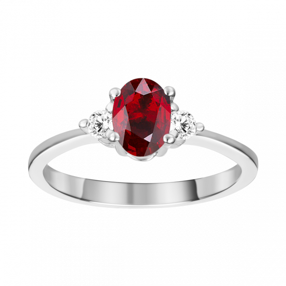 Anillo de rubí y diamantes oro blanco