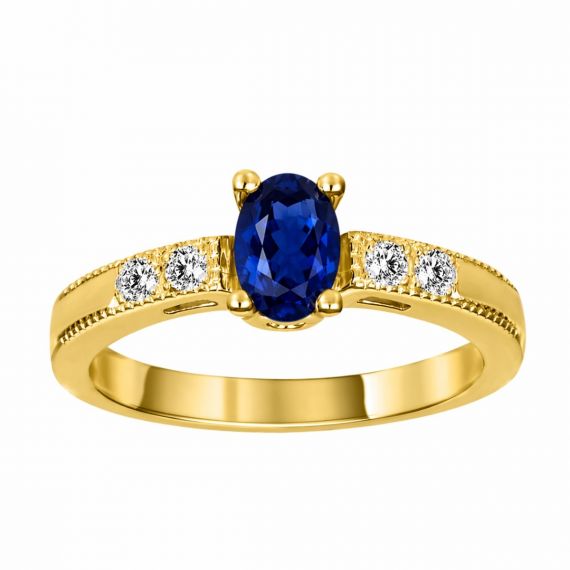 Anillo de zafiro y diamantes Medellin oro amarillo