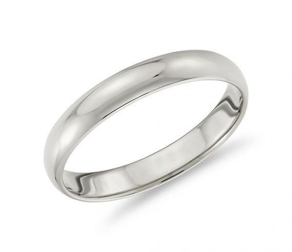 Aliança de casamento media canha em ouro branco