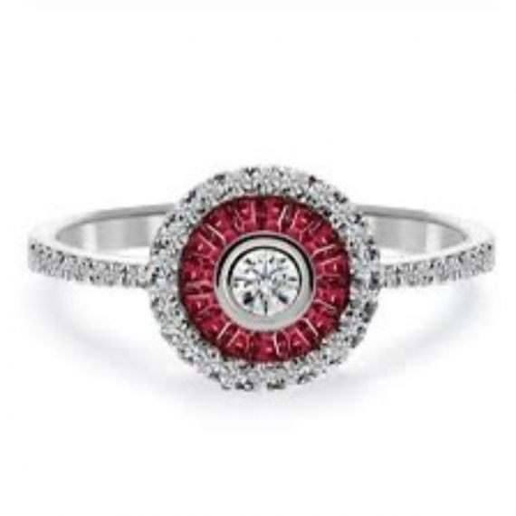 Anillo de rubí y diamantes OJO de Perdiz 