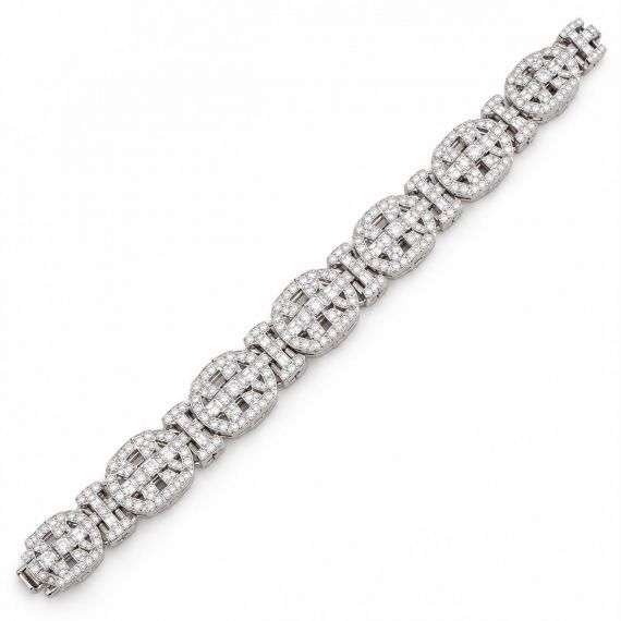 Pulsera de oro blanco y diamantes Orleans abierto