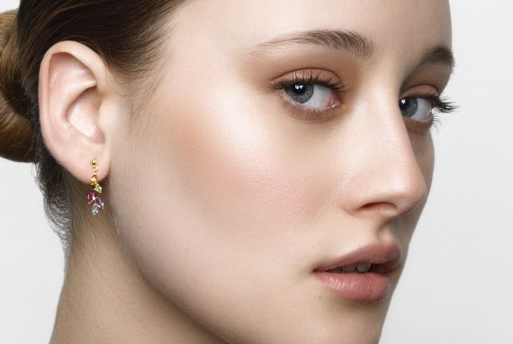 Pendientes de oro amarillo y piedras preciosas NEREA