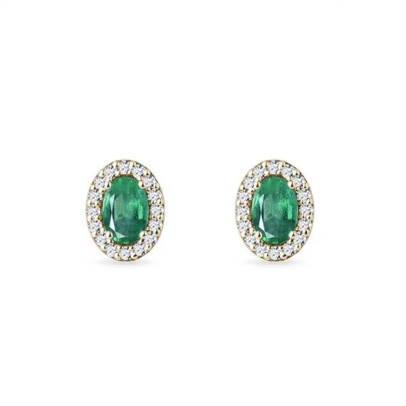 Pendientes oro blanco esmeralda y diamantes Bajamar