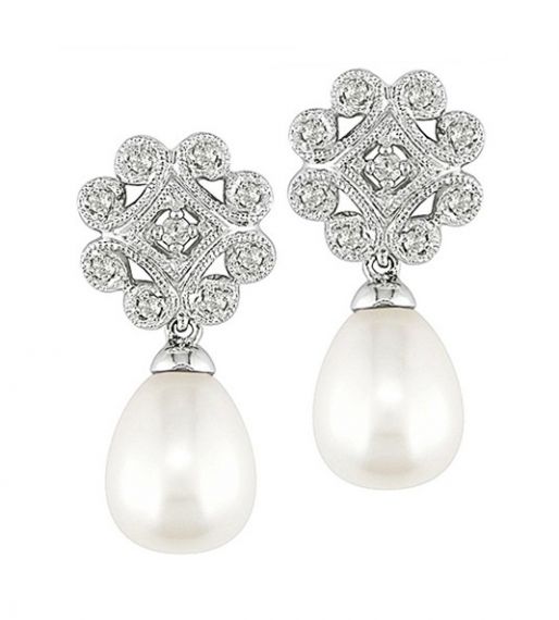 Pendientes de perlas y diamantes Tuvalu