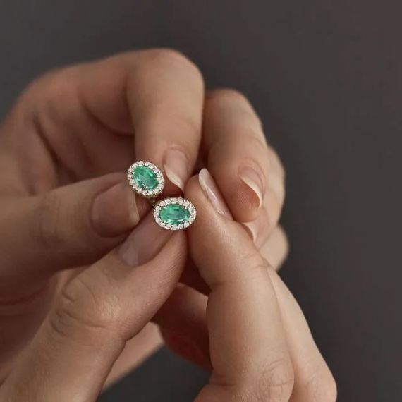 Pendientes esmeralda y diamantes Bajamar creatividad