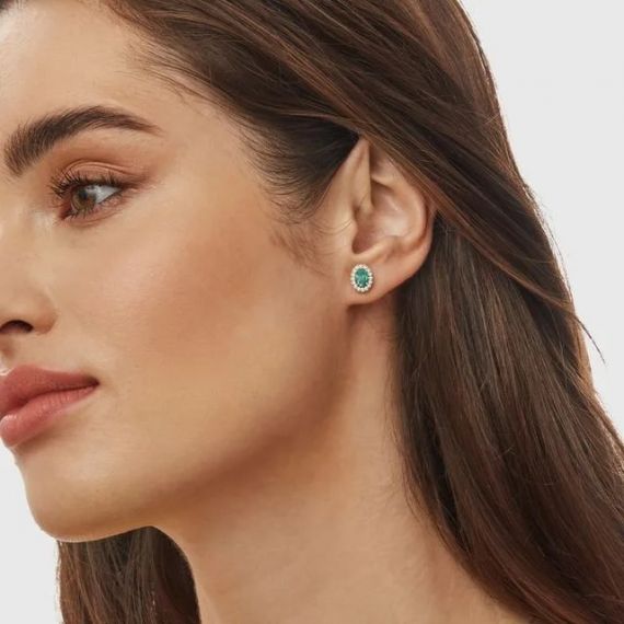Pendientes esmeralda y diamantes Bajamar Modelo