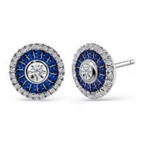 Pendientes de zafiro y diamantes Ojo de Perdiz oro blanco