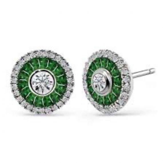 Pendientes de granate verde y diamantes Ojo de Perdiz 
