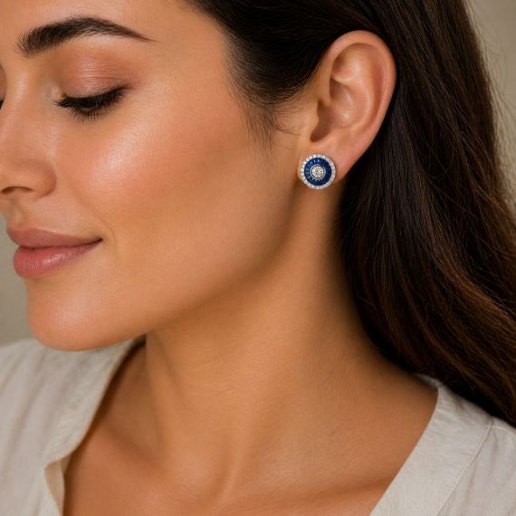 Pendientes de zafiros y diamantes Ojo de Perdiz modelo