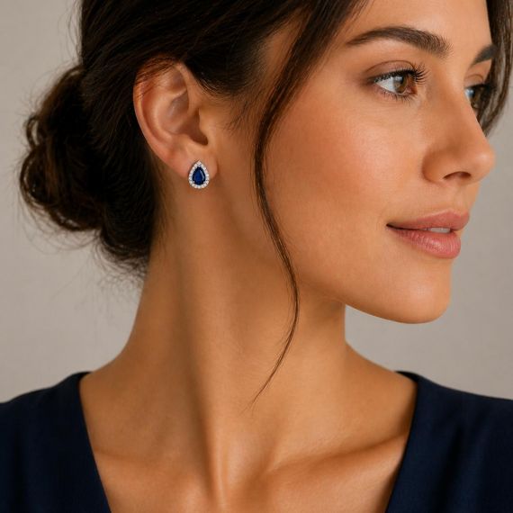 Pendientes de zafiro y diamantes Sarajevo modelo