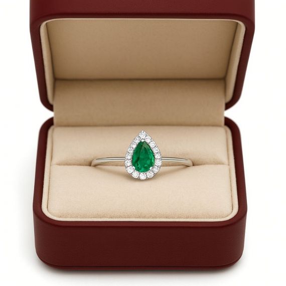Anillo de esmeralda y diamantes Sarajevo estuche