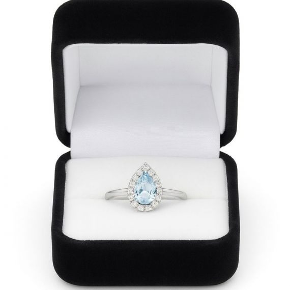Anillo de aguamarina y diamantes Sarajevo estuche