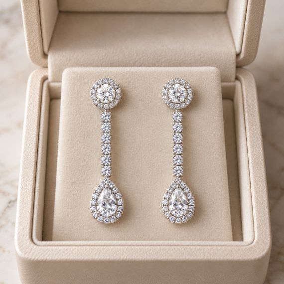 Pendientes de diamantes Tokyo oro blanco estuche